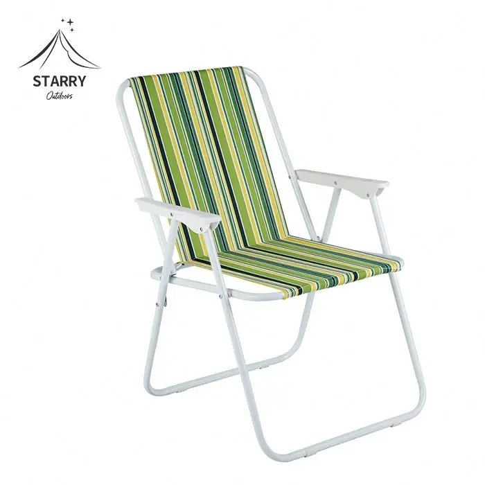 Leisure Webbed Portable Deck Chair Wooden Armrest Lightweight Folding Aluminum Outdoor Lawn Chair Beach Chair