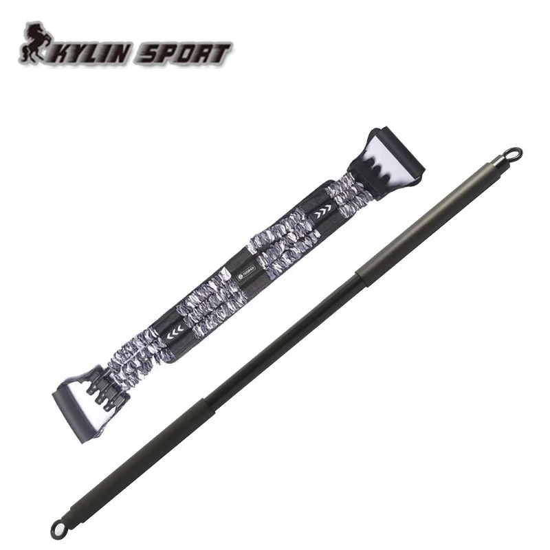 
Kylinsport colorful camouflage bench press resistance band with detachable training bar home exercise 