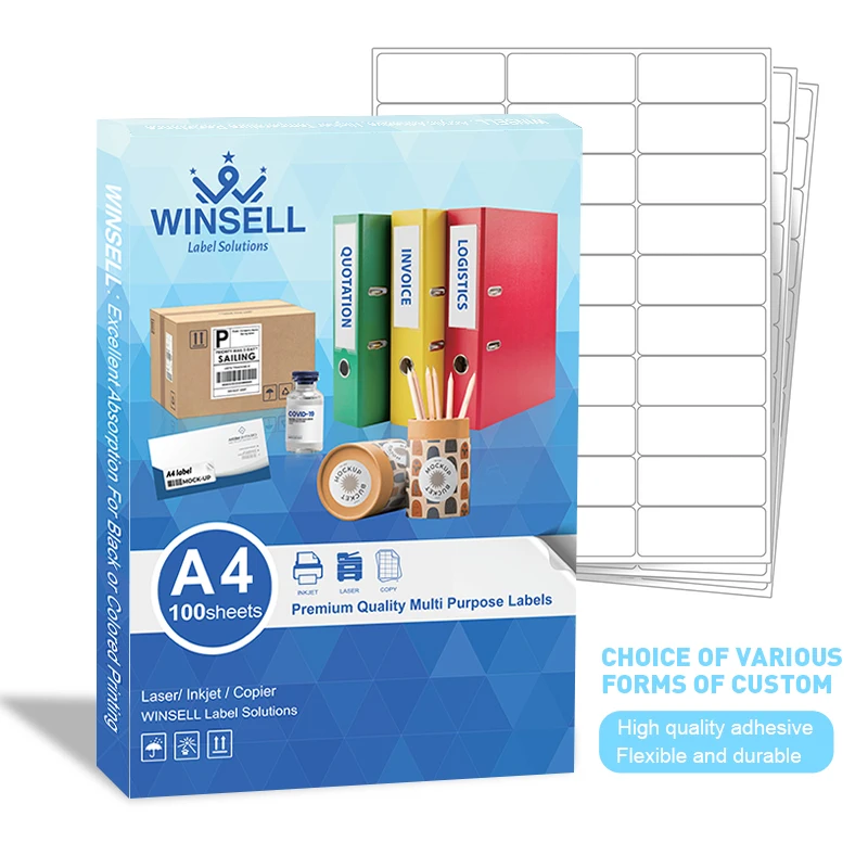 Sailing 100 Sheets of Quality A4 Paper White Matte/Glossy Self Adhesive Sticky Back Label Printing Sheet