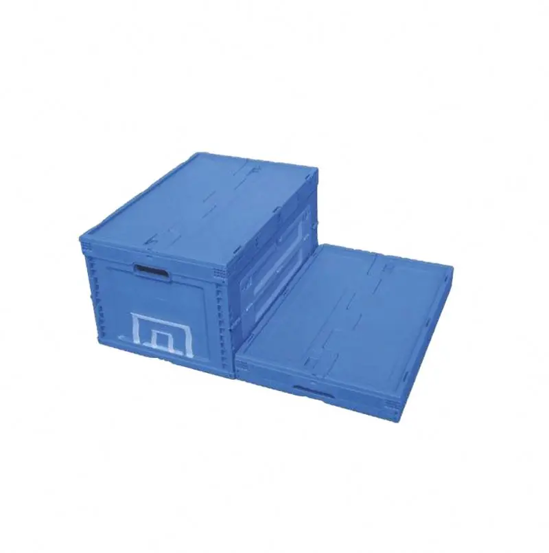 Logo custom Folding Collapsible PP packaging rectangular plastic food fruit crate with lid