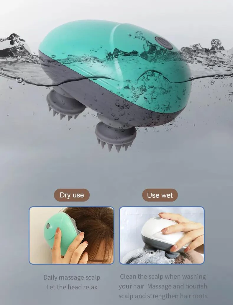 Waterproof Electric Vibrating Hand Held Electric Octopus Head Scalp Massage Stimulator Brash Head Massager Machine