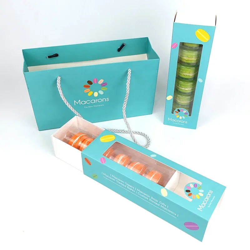 Macaron gift packaging box cookie display paper box macaron gift bag packaging
