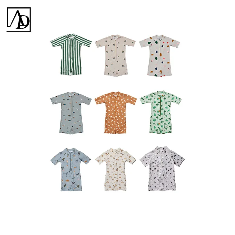 Australian custom Kids Swimwear Cute Baby Beachwear Little Girls and Boys Swimsuits Custom Nylon Fabric Baby one-piece Swimwear