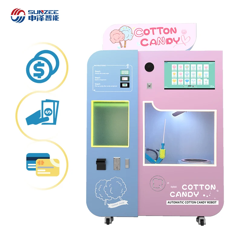 Support Multi-language Electric Commercialautomatic Vend Machine Cotton Candy