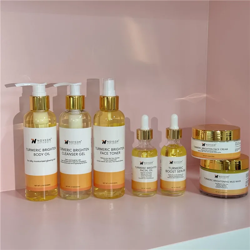 Turmeric Skin care Set Anti Acne Dark Spot Whitening Private Label Soap Serum Scrub Cream Facial Wash face Skin Care Set