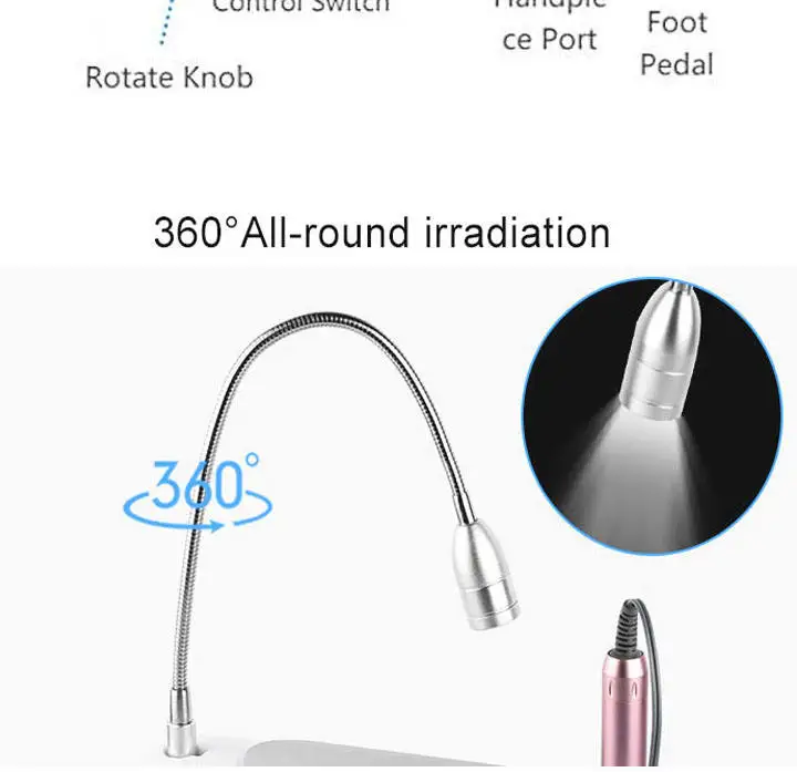 5 In 1 Newest Nail Art Salon Equipment With Nail Lamp Vacuum Cleaner Dust Collector Nail Drill For Manicure Machine