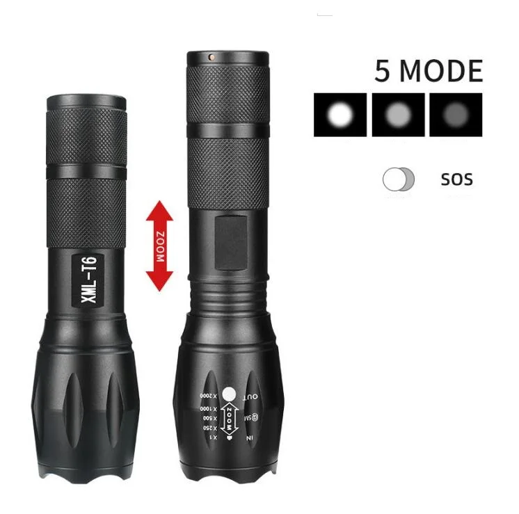 
Waterproof XML T6 zoomable Tactical Aluminum Hunting Hiking handheld 18650 Battery flashlight Torch Lamp Lights 