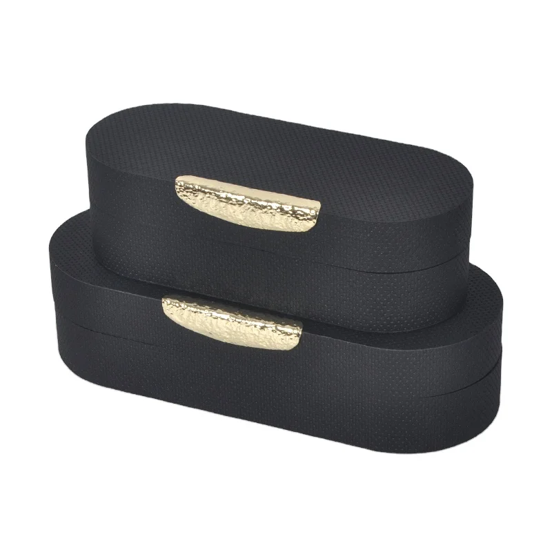 Modern light luxury leather decoration box model room cloakroom jewelry storage box decoration jewelry