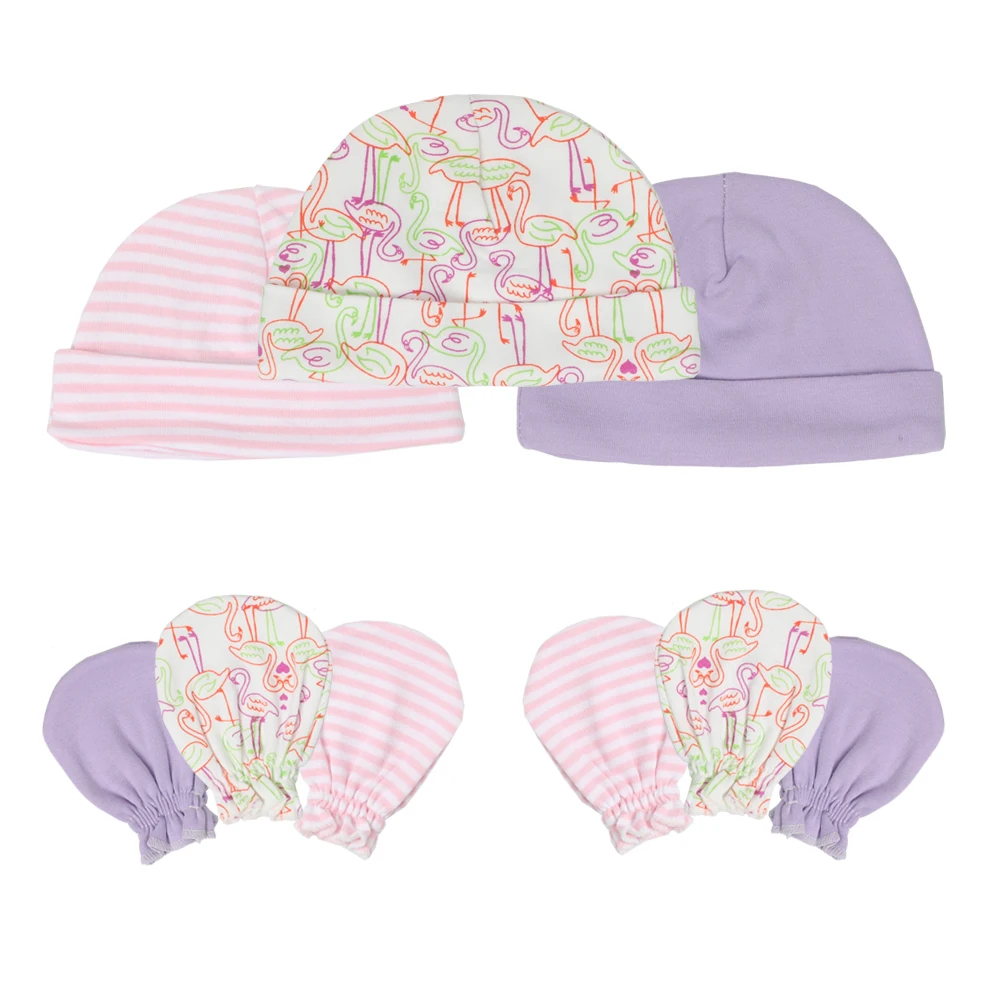 COLORLAND Baby Anti Scratching Mittens Newborn hats Protection Face Cotton Scratch Mittens set
