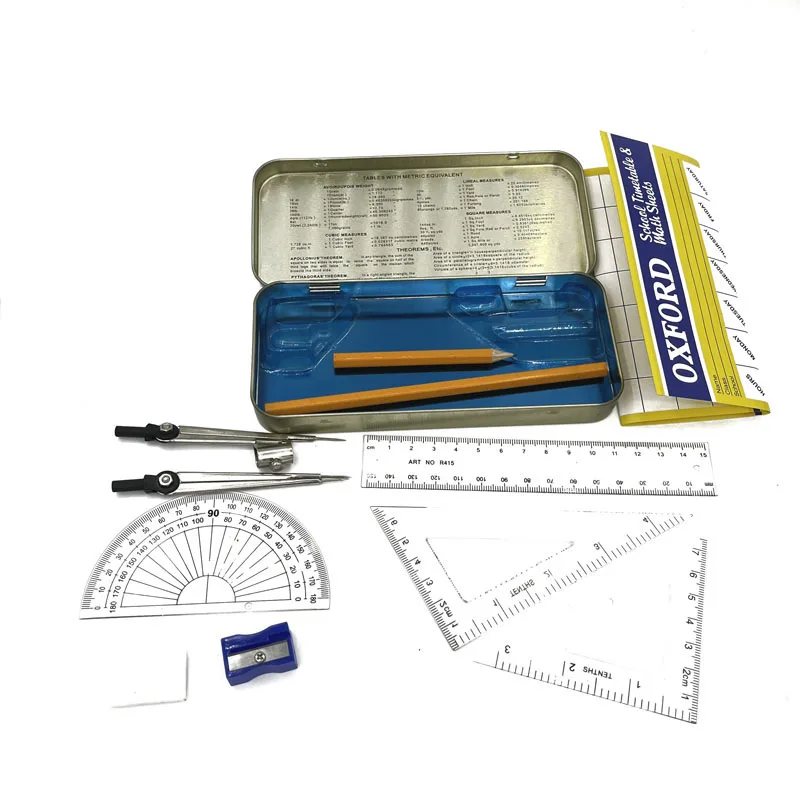 13Pcs Oxford Math Sets Geometry Mathematical Instruments Compass Set For School Students