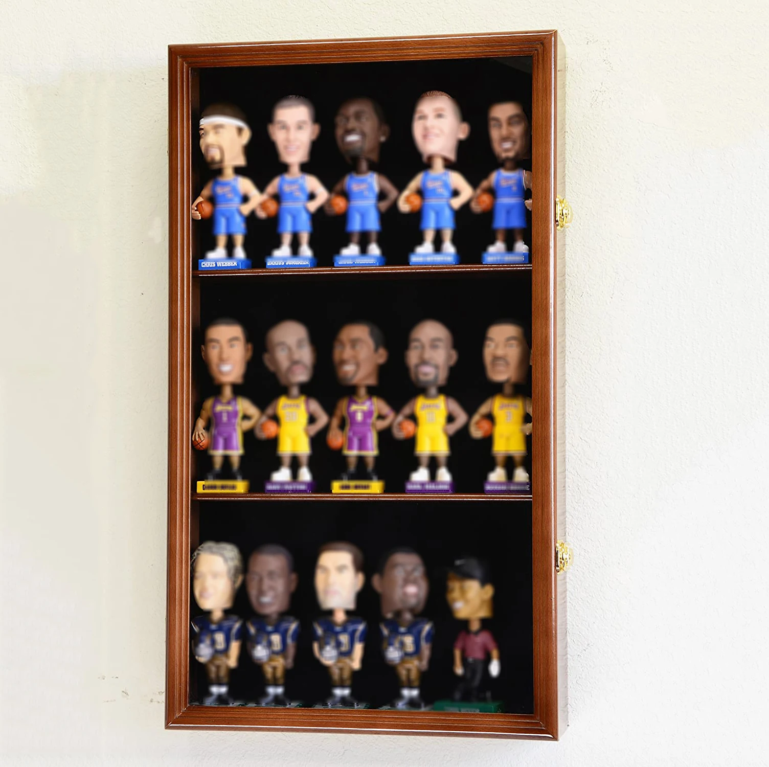 Mini Bobble Head Pocket Pro Helmet Hockey Puck Mini Stanley Cup Trophies Display Case Cabinet w Adjustable Shelves