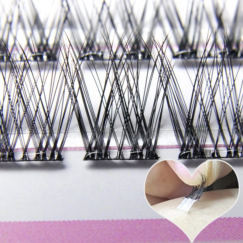 New 10 Days Press On Lashes Customized Self Adhesive Individual Lashes Whole Sale Segment Press On Lashes No Glue Personalized