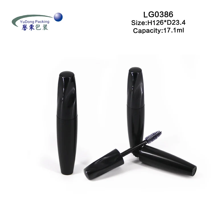 Оптовая продажа, черная индивидуальная торговая марка, косметические пластиковые пустые туши для ресниц, контейнер, упаковка с кисточкой