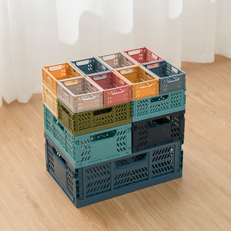 Factory Direct Sale Customized Large Size Stackable Foldable Plastic Storage Basket Household Toy Snack Basket Container Houses