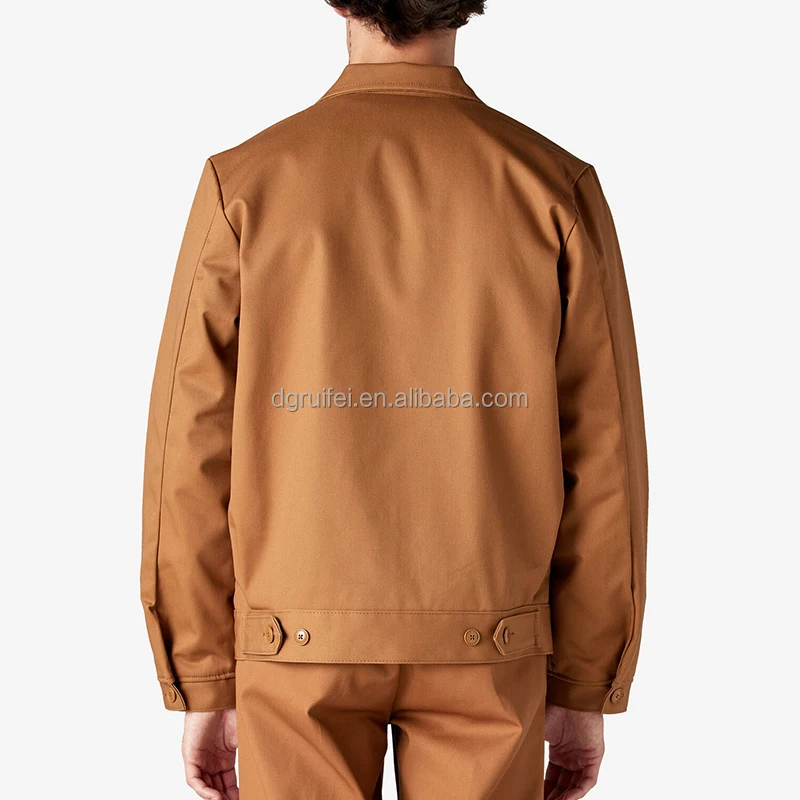 Custom Logo Hand Pockets Turn Down Collar Zip Up Lined Utility Twill Cotton Canvas Workwear Heavy Cotton Work Jacket for Men