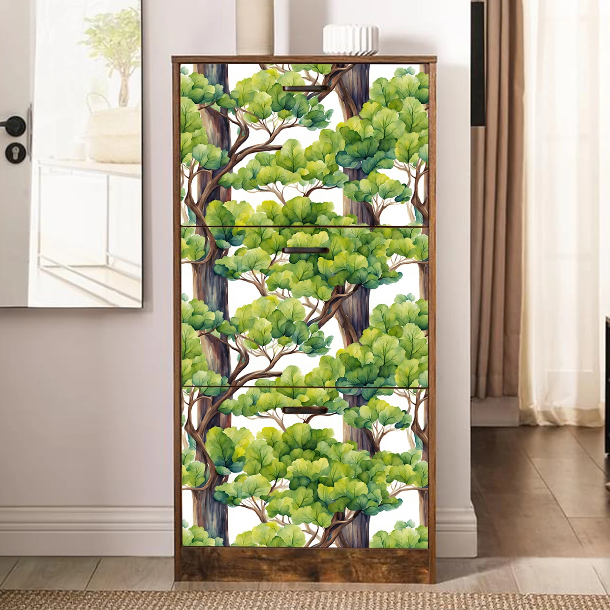 High Quality Forest Tree Wallpaper Nature Green Leaf Mural  Waterproof Wallpaper Decorative Adhesive Wallpaper
