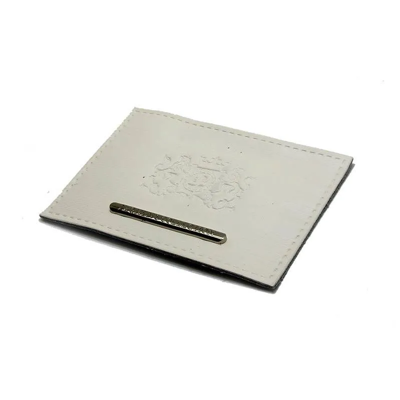 Wholesale hot stampShiny white genuine leather logo leather patch denim label