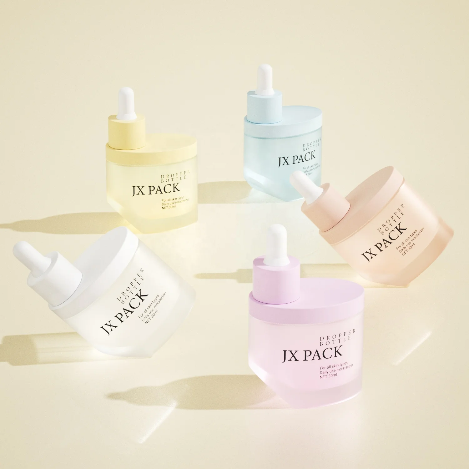 Frosted Colorful Special-Shaped 30ml Glass Cosmetic Face Serum Bottles Custom Empty Luxury Hair Essential Oil Dropper Bottle