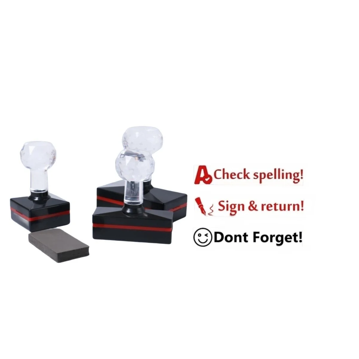 Various Size Acrylic Crystal Handle Flash Self Inking Stamp Text Rubber Date Stamp Pre-Inked Flash Foam Stamp