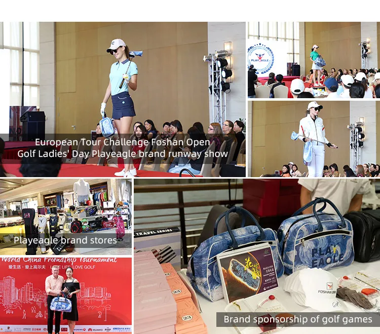 PLAYEAGLE Golf Shoe Bag PU Leather Blue Sport Shoes Carry Bags Portable Golf Accessories