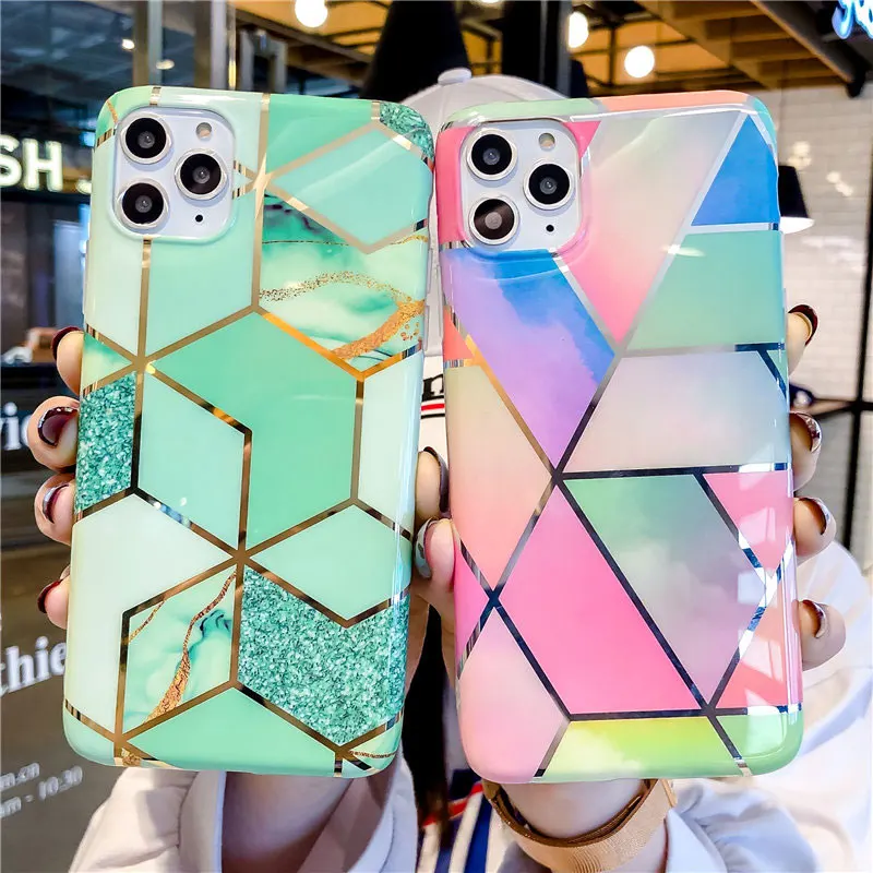 
 Чехол с мраморным покрытием для iPhone 12mini 11 pro, Роскошный чехол для телефона iPhone 12 Pro Max, модный IMD чехол с полным покрытием  