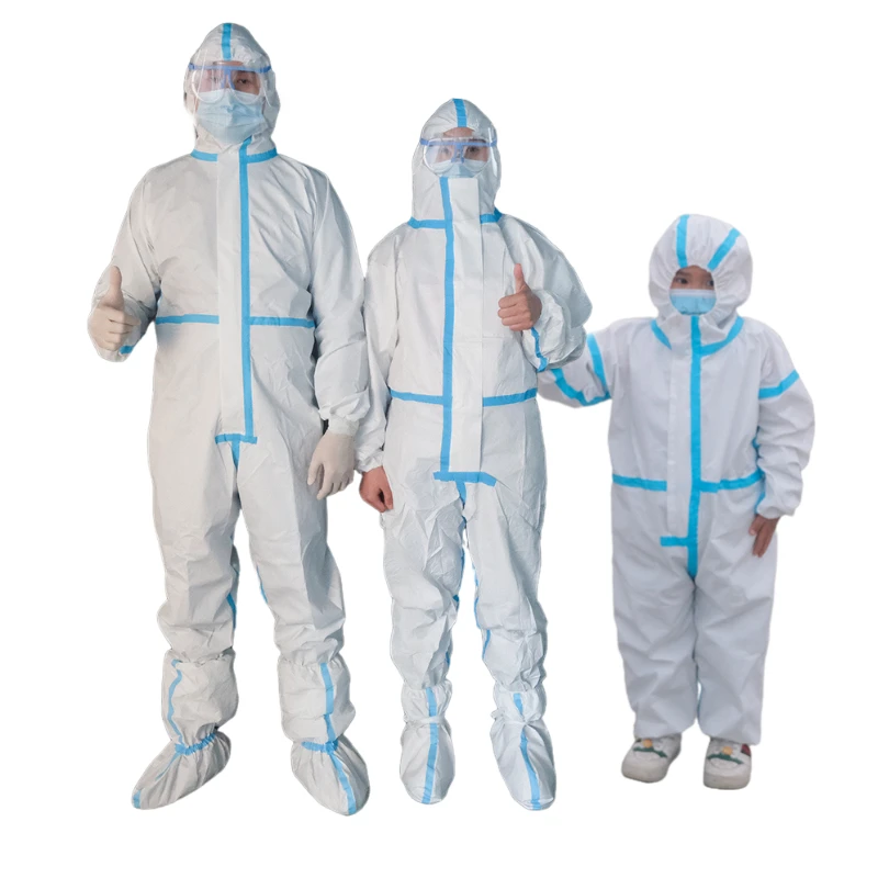 Customized TYPE 4/5/6 Disposable Dustproof SF Nonwovwn Coverall With Blue Tape