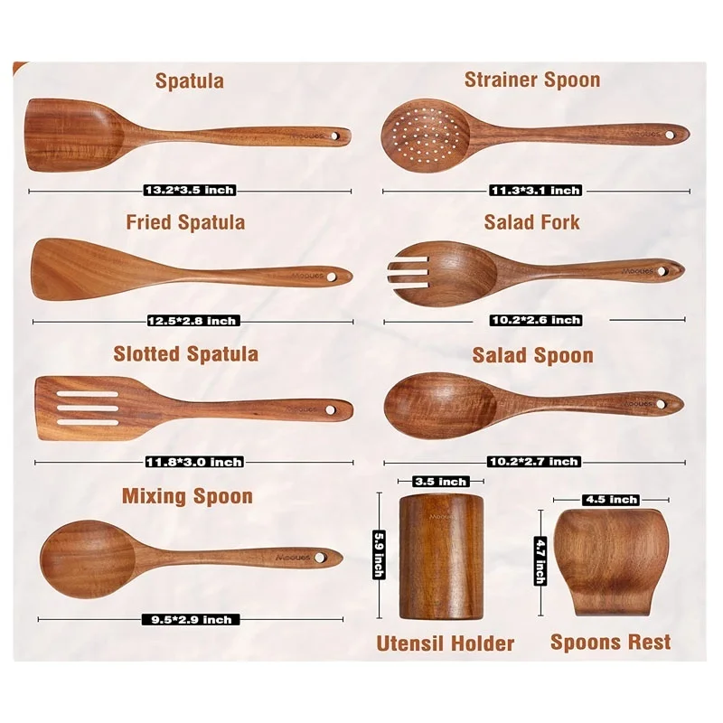 Cooking Kitchen Utensils Set Nonstick Kitchen Utensils Set Hot Sale Wooden Teak Wooden Natural Customized Wooden Spatula 100pcs