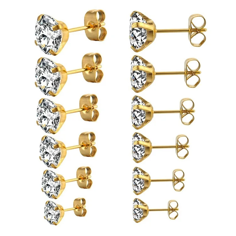 Fashion Unisex Women Men Stainless Steel Barbell Boy Stud Earring Piercing Jewelry Men Earring Set
