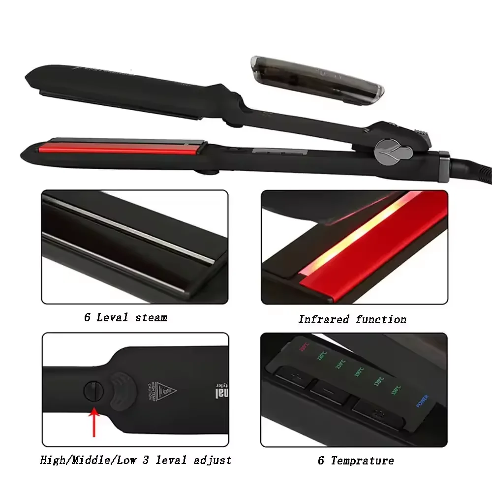 Wholesale Professional Steam Pod strong infrared Hair Straightener Custom Logo Titanium Irons Private Label Ceramic Flat Iron