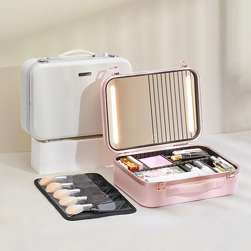 Customised Eco Friendly Large Women Portable Magnetic Makeup Storage Cosmetic Pencil Brush Bag Train Case For Makeup Large