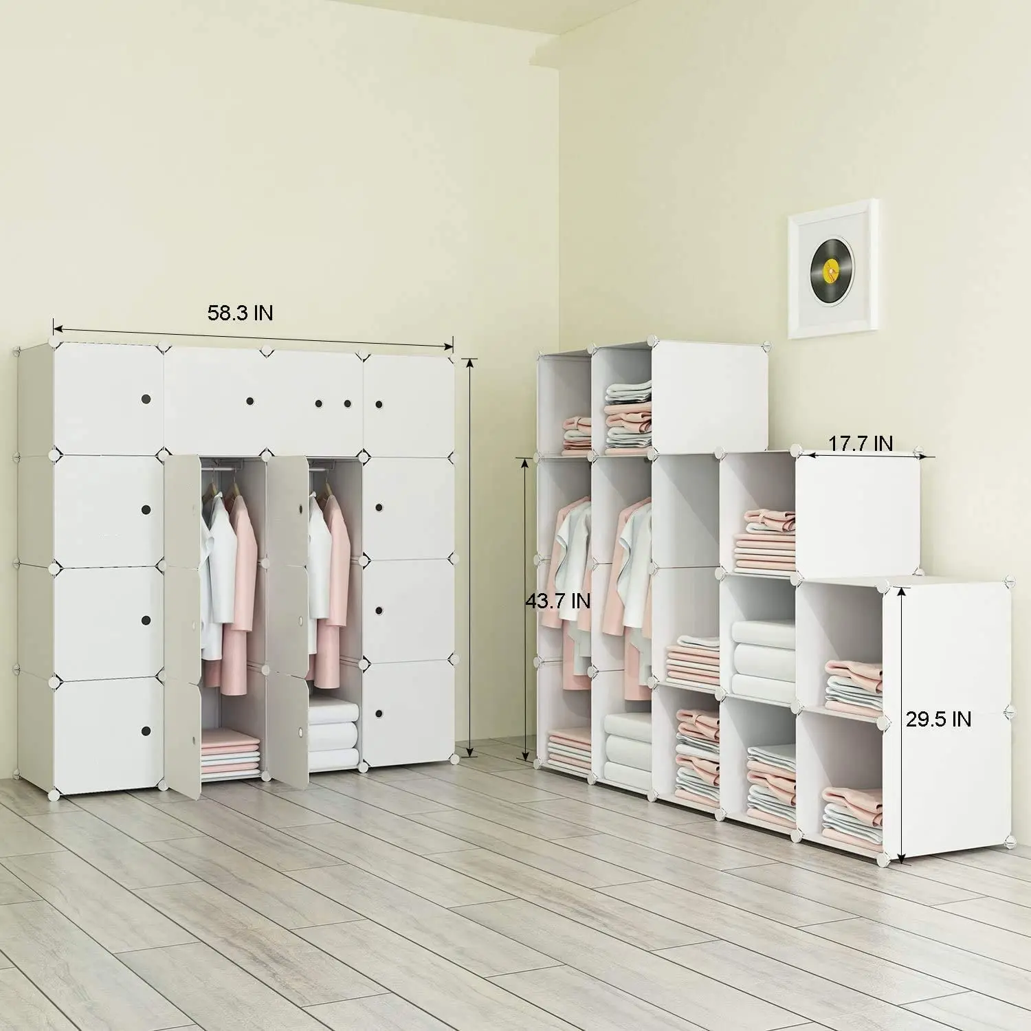 Various colors of household fashion, simple, large-capacity floor-standing pp wardrobe storage cabinets
