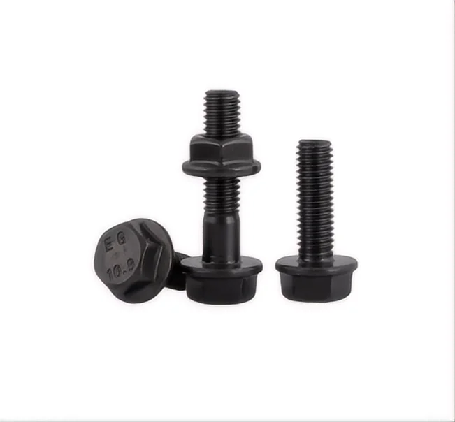 Din6921 M6/M8/M10 Flange Bolts Black Oxide Zinc Finish Stainless Steel Carbon Material 35mm Grade 8.8/10.9 Serrated Flange bolt