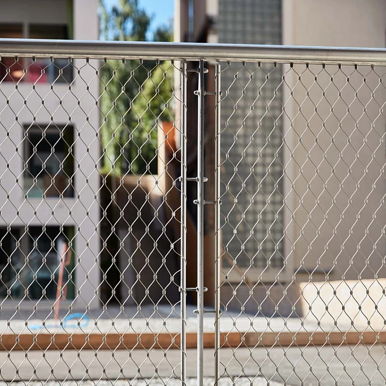 Handrail infill metal rope mesh Drop Safe Net For Floodlight flexible cable net balustrade infill ss wire rope mesh