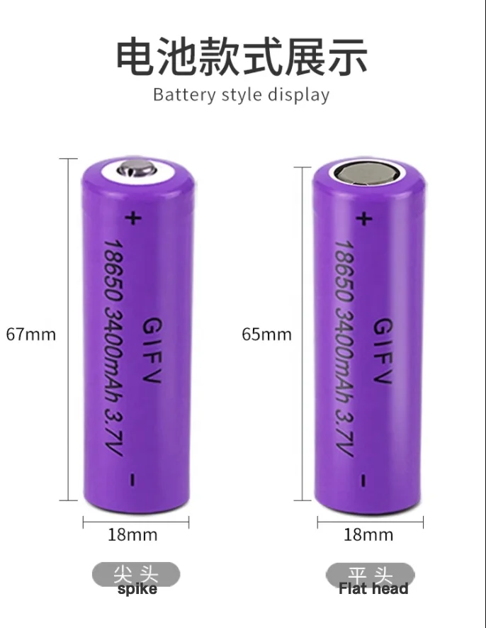 Chinese made 18650 lithium battery, large capacity 3.7V strong flashlight, mosquito swatter, fast charging battery charger