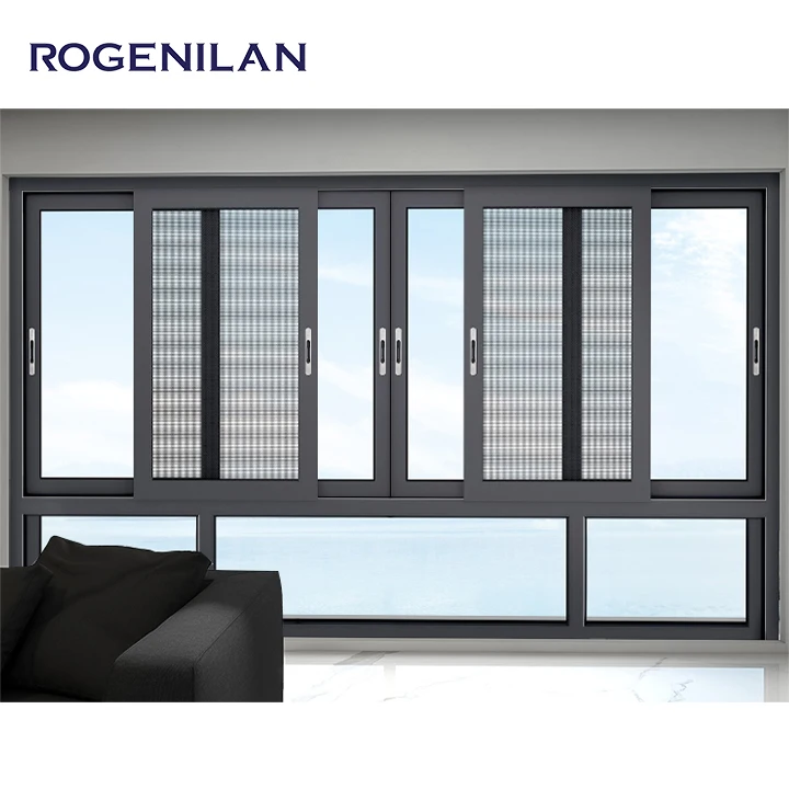 Factory Minimalist Design Thermal Break Hurricaneproof Aluminum Window Villa Interior Tempered Glass Sliding Aluminum Window