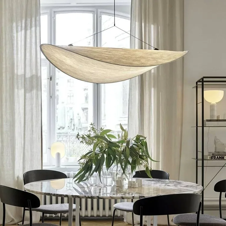 Nordic Silk  Chandelier LED Handmade Milky White Pendant Light for Bedroom Living Room Cafeteria Kitchen Home Decoration