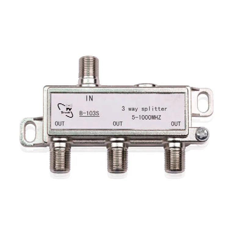 High Performance Indoor 1 Input 3 Output 5-1000mhz 3 Way Coaxial Cable TV Antenna Splitter
