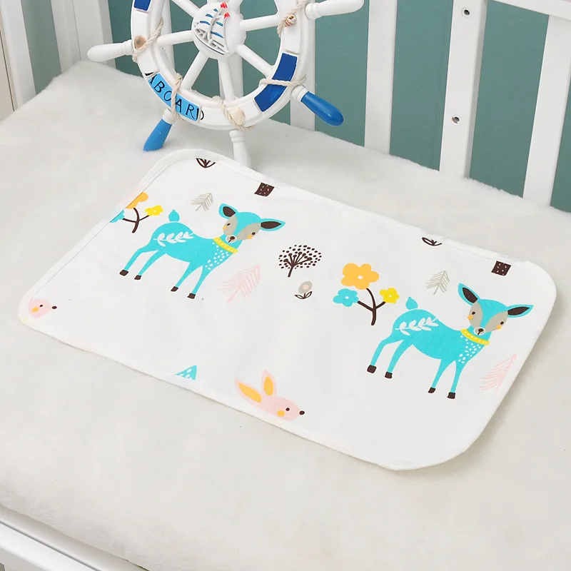 Waterproof Cotton Baby Changing Diaper Mat Reusable Baby Care Absorbent Soft Changing Pad Cover for Bed