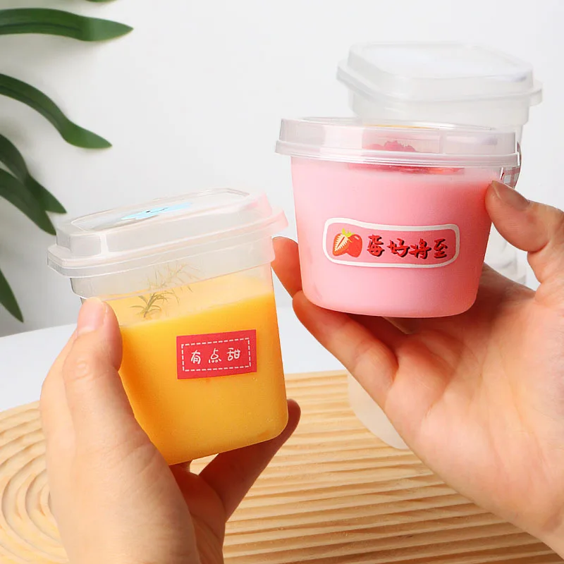 New Design 9oz Disposable PP Plastic Clear Frozen Cup with Lid and Spoon Square Single Wall Yogurt Ice Cream Cupcake Container