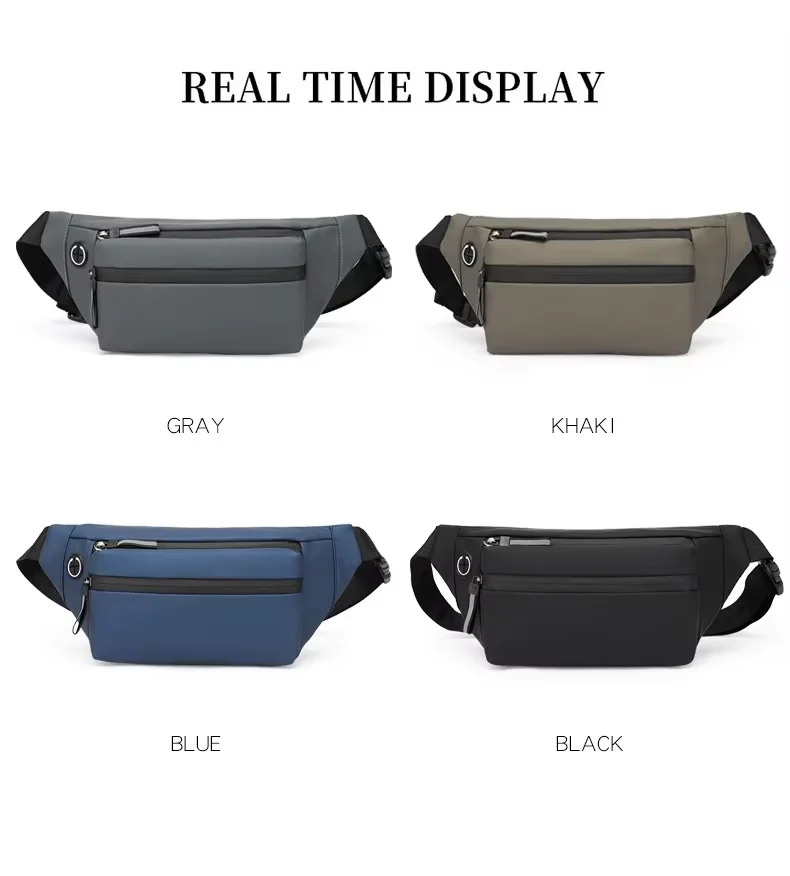 Korea fashion custom men chest pack black cell phone belt bag waterproof sports running bag