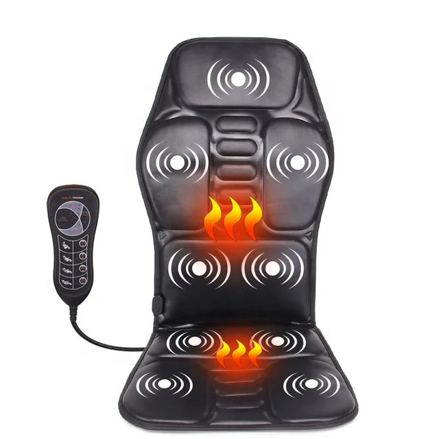 Electric Portable Heating Vibrating Back Massager Chair In Cushion Car Home Office Lumbar Neck Mattress Pain Relief