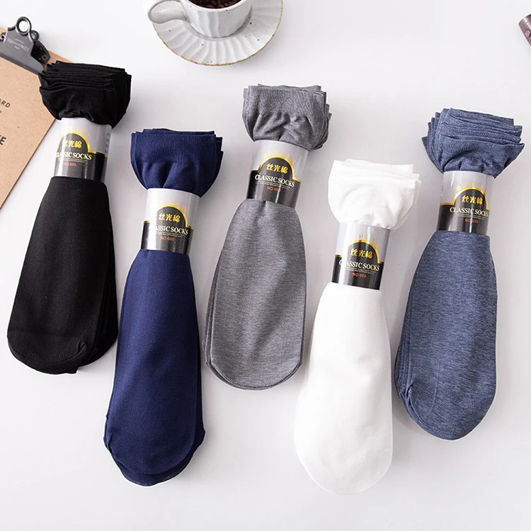 Business Summer Breathable Casual Short Crew Thin Silk High Elastic Nylon Men Socks