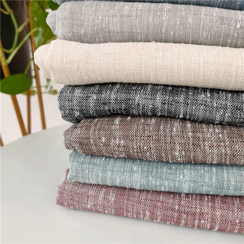 2022 Hot Sale Brown China 100% Polyester Environmental Protection Material recycle fabrics faux linen Curtain