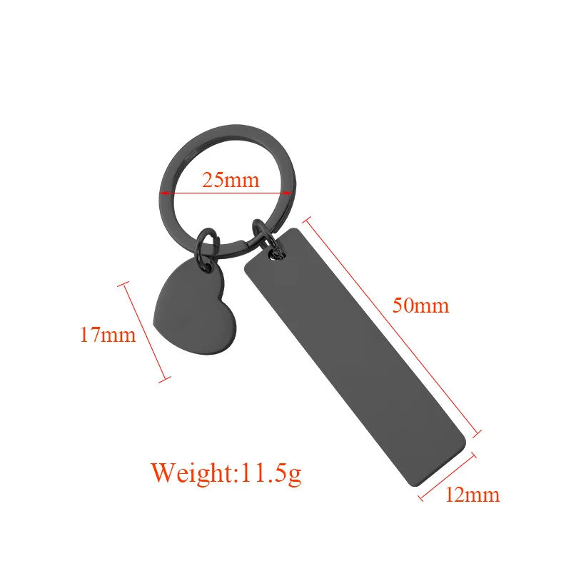 Diy Custom Mirror Finish Stainless Steel strip Gold Silver blank metal keychain Blank heart ornament personalize bar key chains