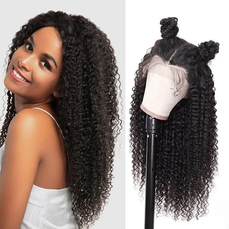 Afro Wigs for Black Women 13x4 13x6 Lace Front Kinky Curly Human Hair Wig