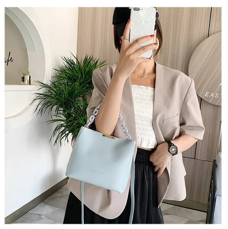 Women Fashion Tote Chain Crossbody Bag Women Handbags Shoulder Bucket Bag Purses PU Trend, Fashion 30-45 Days Daily Life