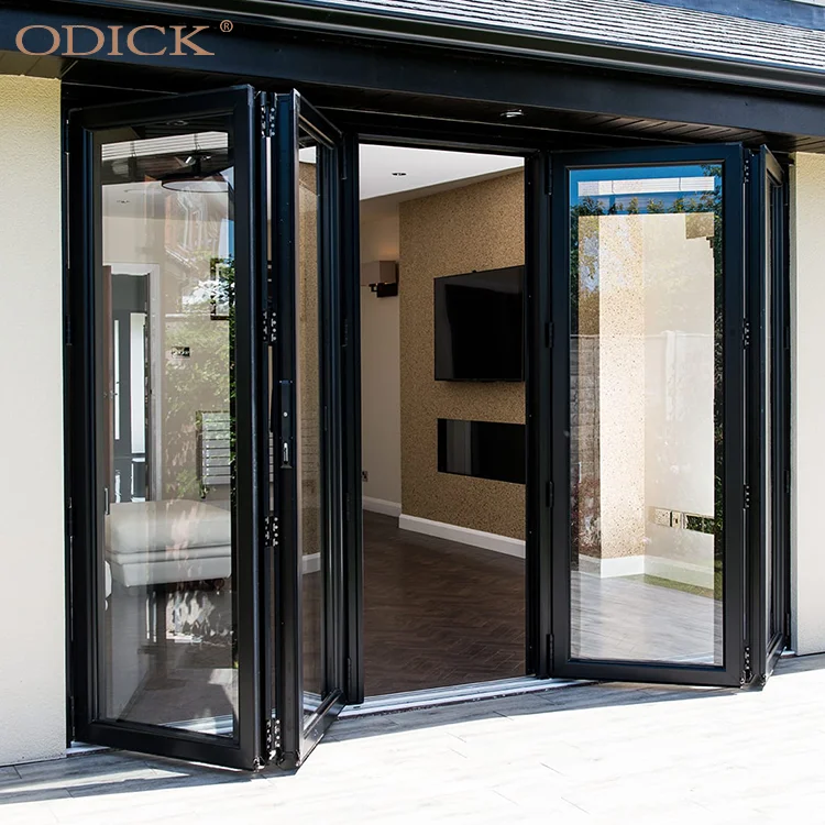 Terrace Balcony Veranda Aluminium Double Glass Foldable Graphic Design Stainless Steel Modern ODICK Folding Office Outdoor