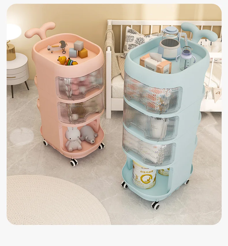 Shelf floor storage rack baby supplies multi-layer convenient transparent removable large capacity stroller cart