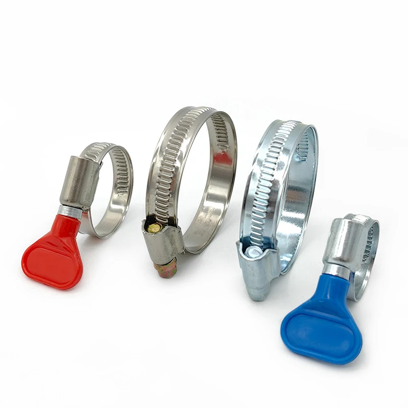 Non Perforated Worm Drive Easy Twist Turn Key Butterfly Handle Plastic Handle Thumb Screw Hose Clamp Hose Clip