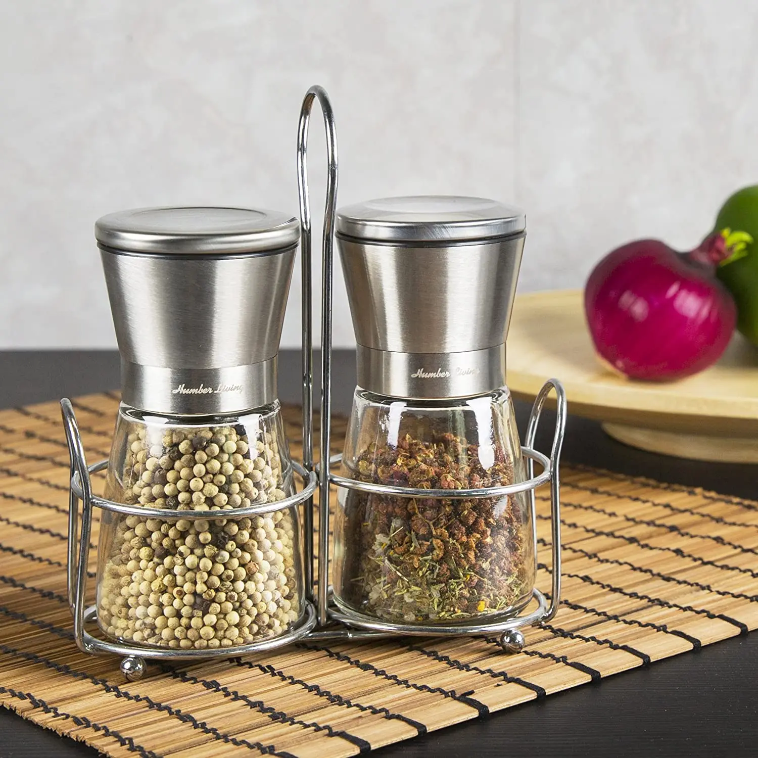 Профессиональная Регулируемая керамическая мельница из нержавеющей стали для морской соли мельница для перца мельницы высокий стеклянный мельница набор с подставкой